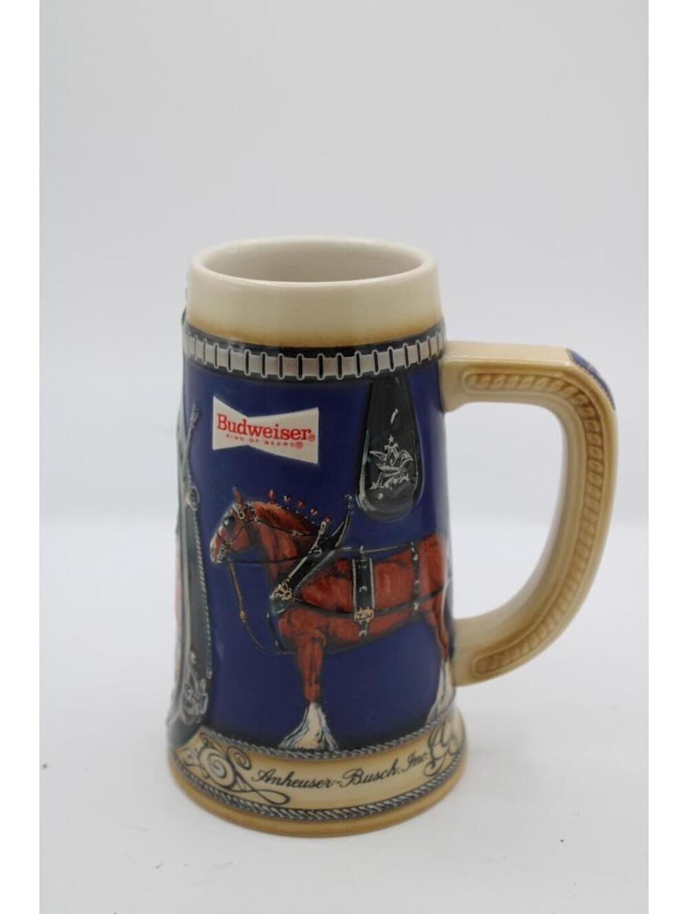 Vintage 1980's Budweiser Collectible Ceramic Beer Stein Mug
